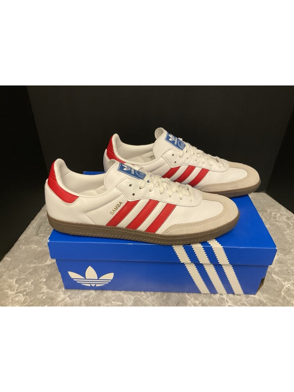 New! Men’s Adidas Originals Samba OG White/Red Scarlett Athletic Shoes. Size 12